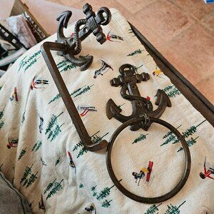 Vintage wall decor anchor set for bathroom towels